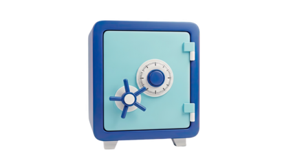 Blue and light blue toy safe with dial and handle