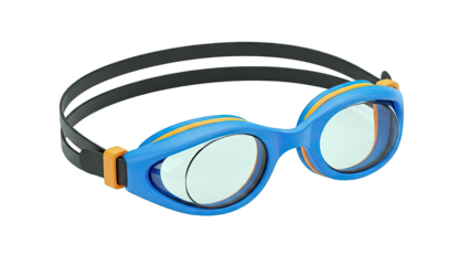 Blue and Orange Swimming Goggles