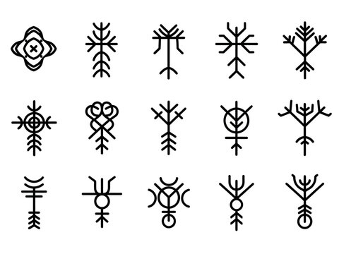 Collection of Ancient Nordic Runes and Symbols for Mystical and Spiritual Use.