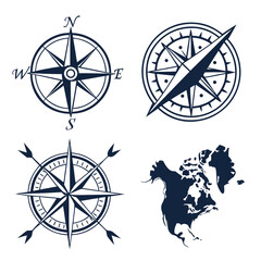 Obraz premium Collection of compass and map illustrations