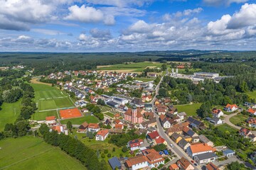 Michelfeld, ein Stadtteil der Stadt Auerbach in der Oberpfalz aus der Vogelperspektive