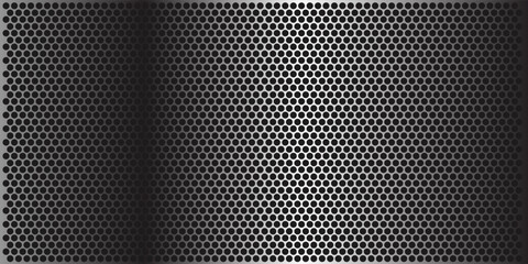 Grill mesh pattern with metal texture for speaker and micro hole background or seamless net by black grid and circle grate steel screen. © Farrohah