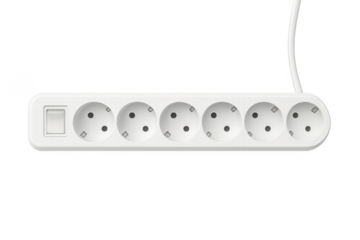 White power strip with switch and multiple outlets