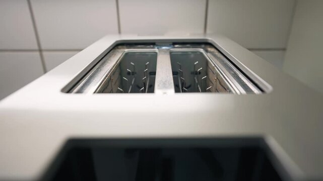 Toasting rye bread slices in a toaster