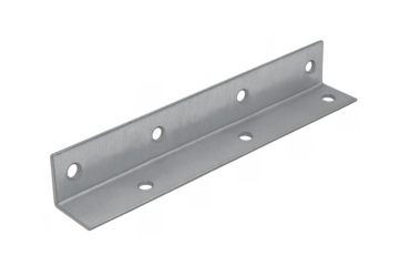 Metal angle bracket providing structural support and connection