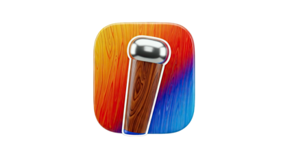3D Rendered Microphone with Wood Grain and Gradient Design