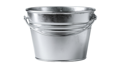 Metal container liquid filled bucket storage with reflective silver surface industrial utility illustration isolated on white background