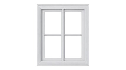 Obraz premium Modern white window with four panes on plain background