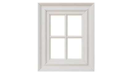Elegant white window with four panes on plain background