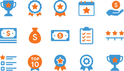 Achievement award vector icon set for web design and mobile application