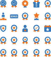 Award and bonus vector icon set for web design and mobile application