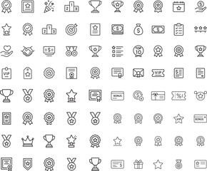 Achievement award outline vector icon set for web design and mobile application