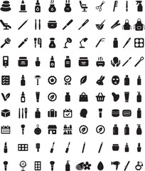 Beauty care solid vector icon set for web design and mobile application