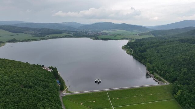 Aerial view of the Ruzina reservoir in Slovakia