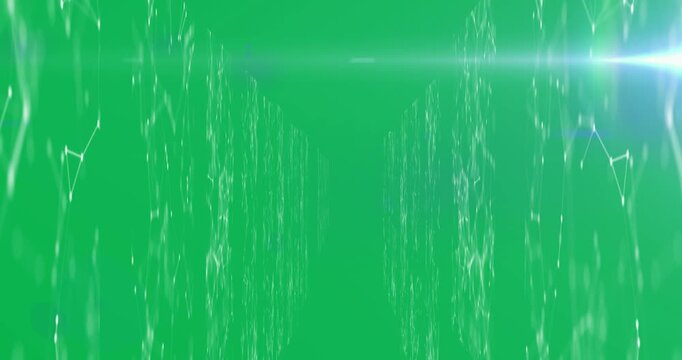 Animation of network of digital information flowing through screens of computer servers