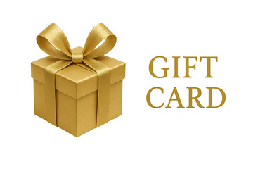 Luxury shopping gift certificate card in white and gold isolated view.