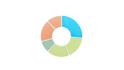 Donut Chart with Five Segments on White Background
