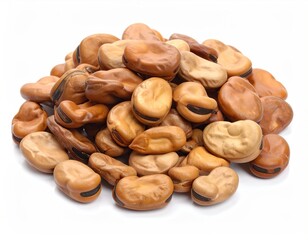 Pile of brown, dried beans with exposed black eye spot