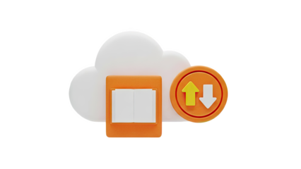 Cloud Upload Download and Book Icon