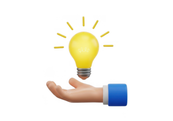 Hand holding light bulb isolated on transparent background