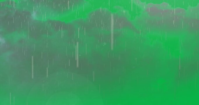 Animation of thunderstorm with lightning, heavy rain and grey clouds