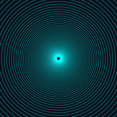 Abstract Futuristic Neon Green Wireframe Tunnel - Matrix Code and Hacker Concept