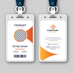 Modern Employee ID Card Template with Lanyard