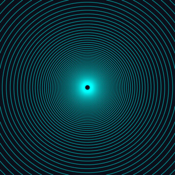 Abstract Futuristic Neon Green Wireframe Tunnel - Matrix Code and Hacker Concept