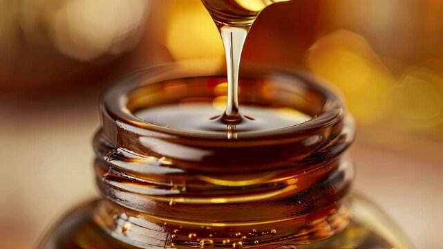 a drop of acacia essential oil. Selective focus