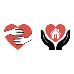 Obraz premium Heart Love Icons Set Romantic Valentine Symbol Design