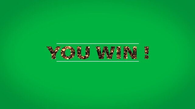 Digital animation of fire burning you win text in between parallel lines against black background