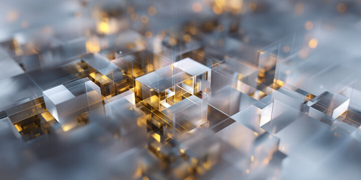 Modern technology abstract background with layered glass blocks