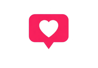 Red heart in speech bubble isolated on transparent background