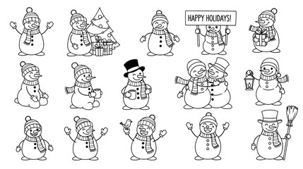 Drawing Winter Snowman Collection