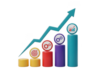 Growing business performance isolated on transparent background