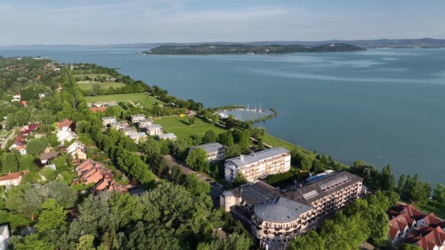 Aerial view of the Hungarian town of Zamardi near Lake Balaton