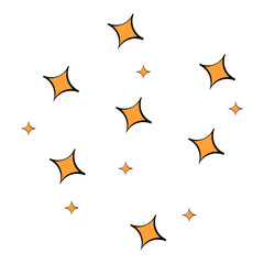 Orange sparkling stars on white