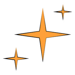 Three orange sparkling star icons