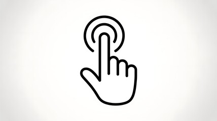 Finger touching a screen icon representing click interaction with technology interface on white background symbolizing accessibility and ease of use