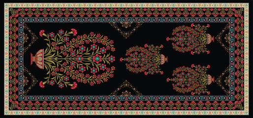 decorative mughal motif   stole duptta black  background design