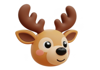 Cute reindeer emoji isolated on transparent background