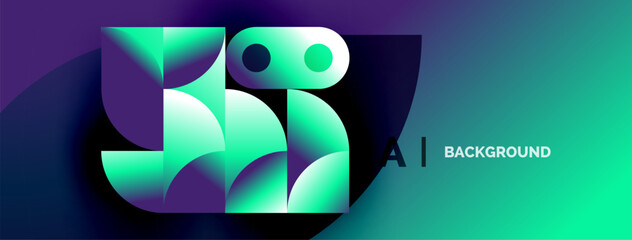 Abstract geometric shapes, vibrant teal hues, dark background. Modern design suggests technology, innovation, artificial intelligence.