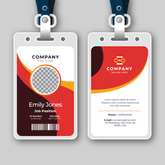 Modern Employee ID Card Template with Lanyard