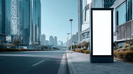 blank billboard in modern city, empty outdoor advertising board, urban billboard with copy space
