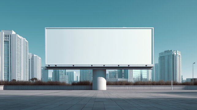 blank billboard in modern city, empty outdoor advertising board, urban billboard with copy space
