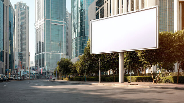 blank billboard in modern city, empty outdoor advertising board, urban billboard with copy space
