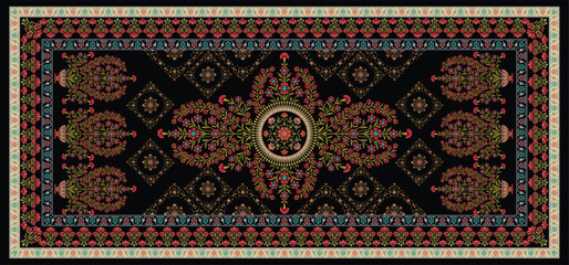 decorative mughal motif   stole duptta black  background design