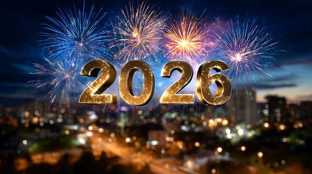 Celebrating the vibrant start of 2026 with dazzling fireworks display - Powered by Adobe