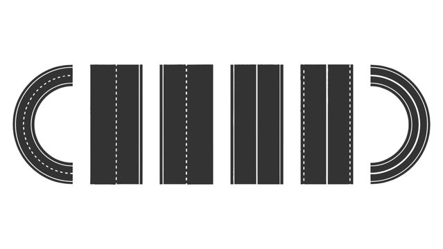 A collection of road segments and curves on a white background.