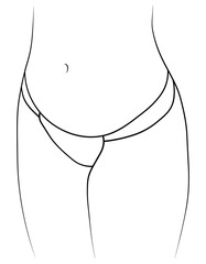 Woman swimsuit bikini panties hand drawn